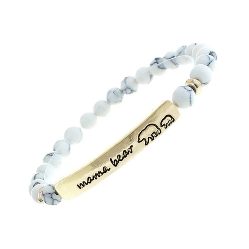- 39. White Stone Mama Bear Cub Bracelet
